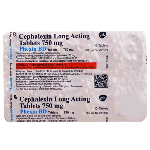 phexin bd 750mg tablet 10's